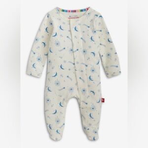 MagneticMe Organic Cotton Footie - 3-6M - Blue Stars